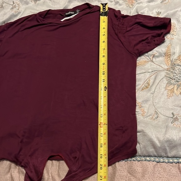 BOOHOO WOMENS MAROON TIE FRONT TEE SZ2 - Picture 11 of 12